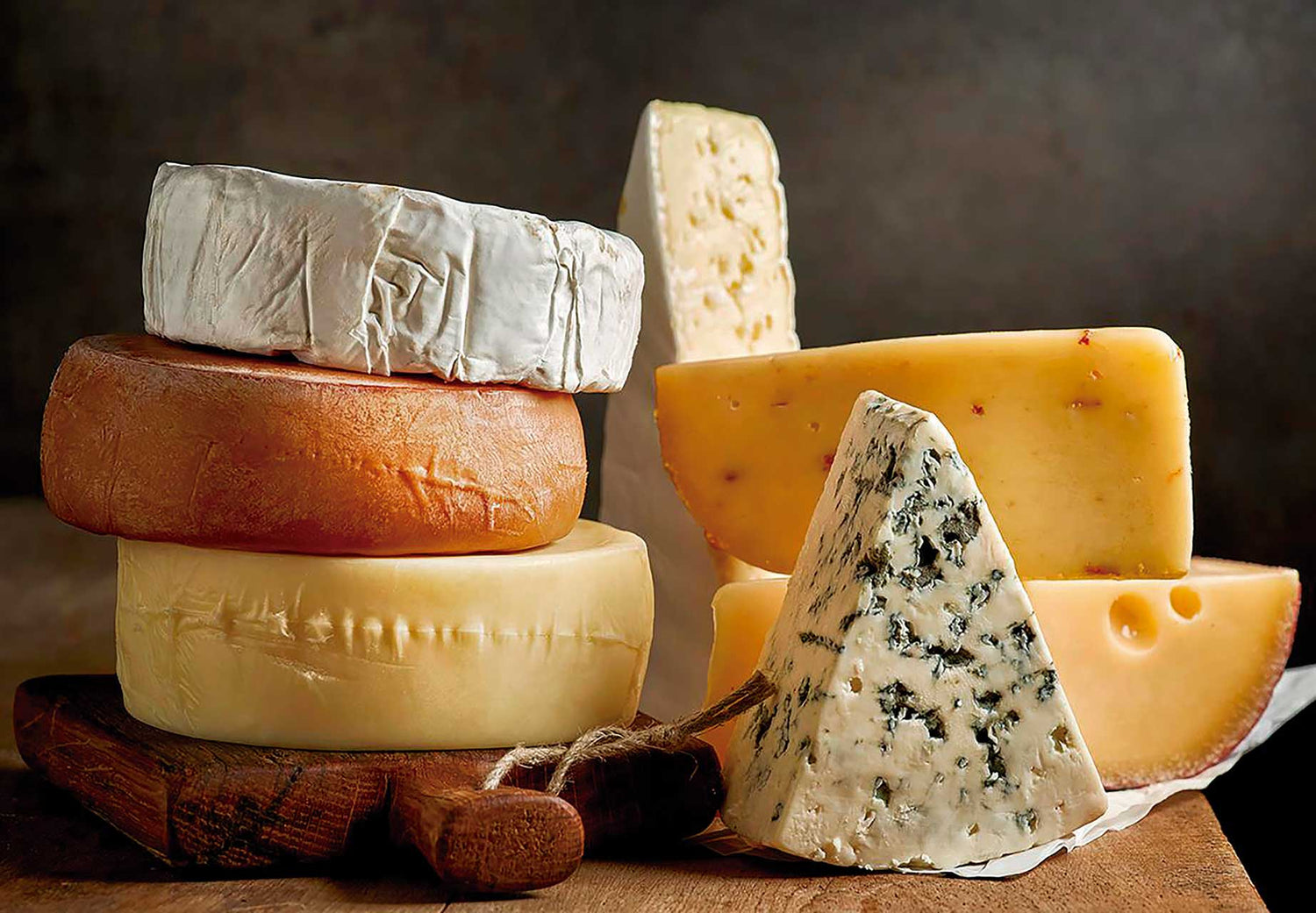 Stacks of different cheeses